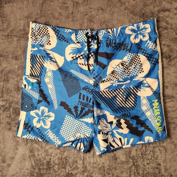Maui and Sons Other - Maui & Sons Surf Hawaii Men's Board Shorts Swim Trunks Blue Pattern XL